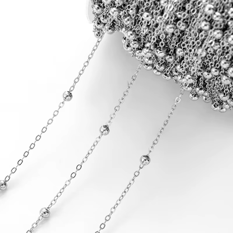 Chaîne de perles plaquées or KC et rhodium, 1 mètre par bande, bijoux en métal, collier de bricolage