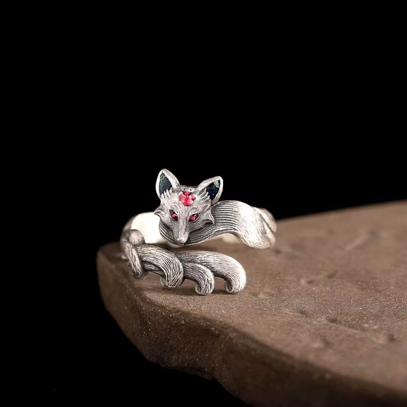 Buyee 925 bague en argent Sterling femme élégant renard Animal anneau ouvert doigt pour les femmes m