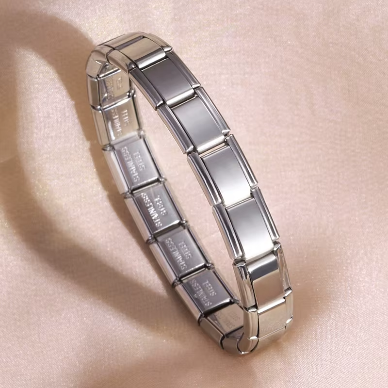 FTCY breloque italienne Bracelets en acier inoxydable pour femmes hommes 9mm de largeur élastique br