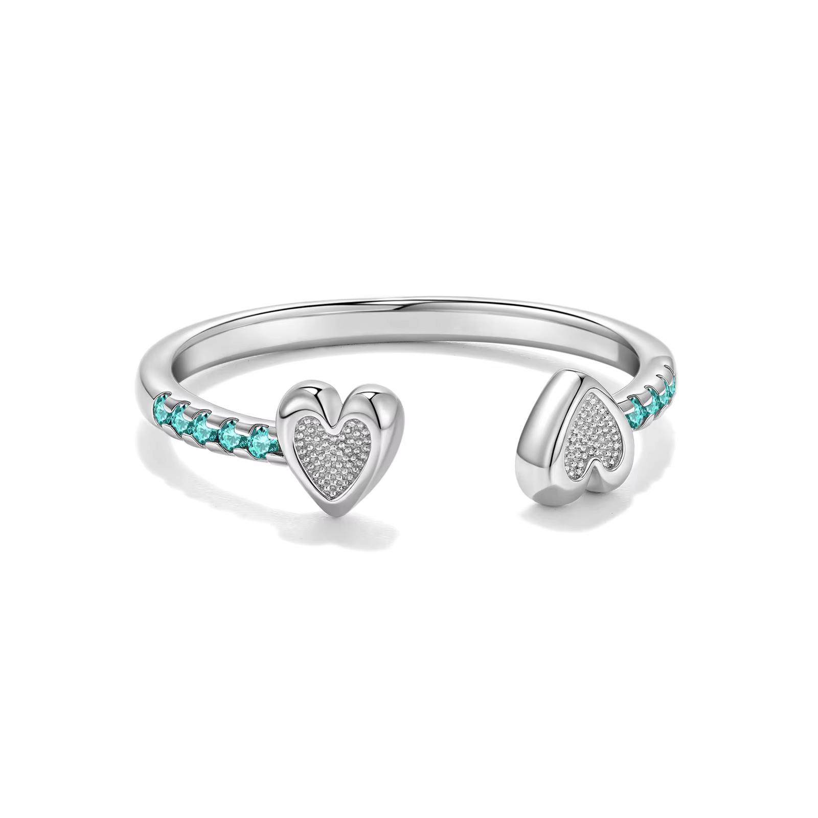 ANDYWEN – bague Double cœur réglable en argent Sterling 925, zircone bleue scintillante, cadeau roma