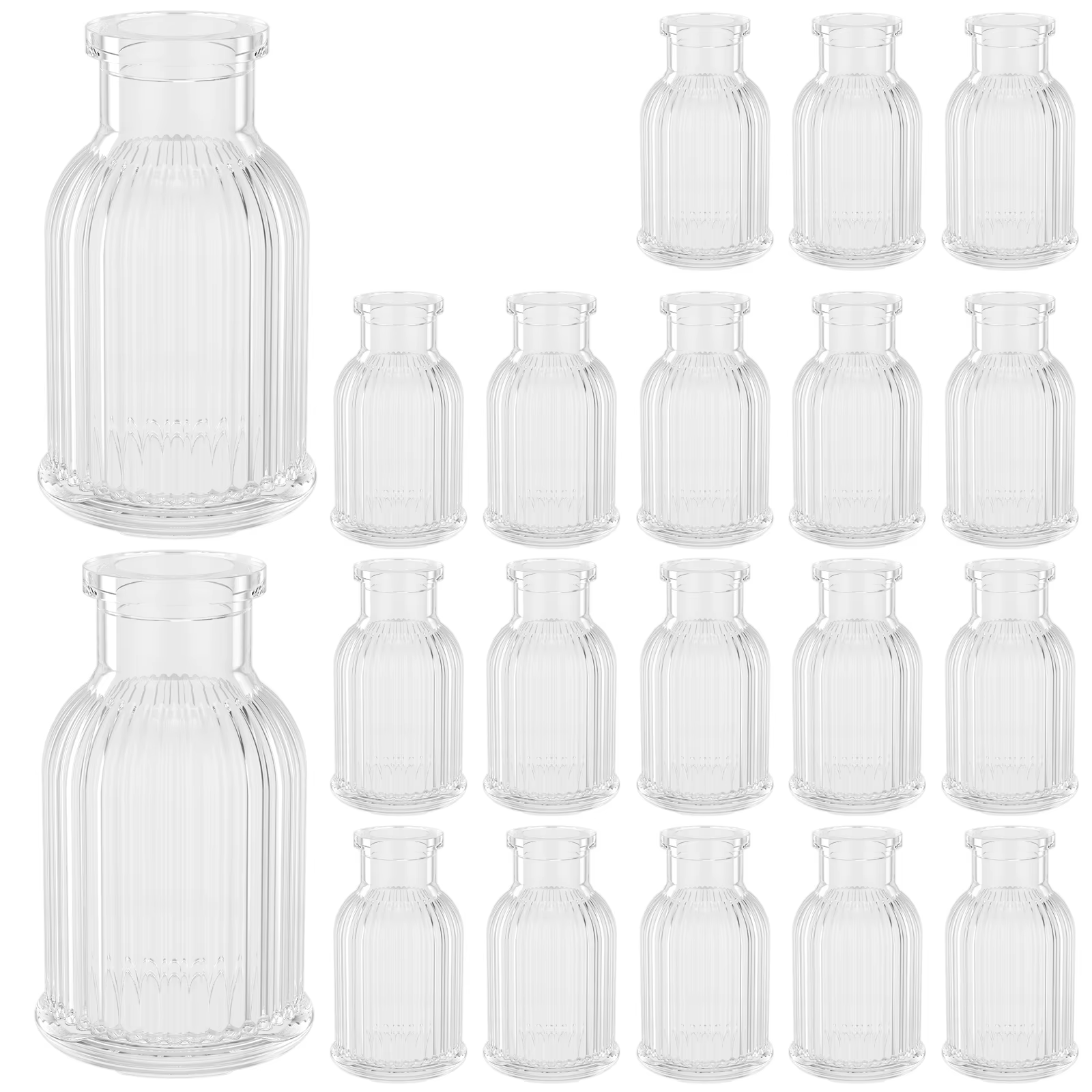 Petit Vase à fleurs en verre épais, 20 pièces, pour centre de Table, Mini Vase côtelé décoratif poly