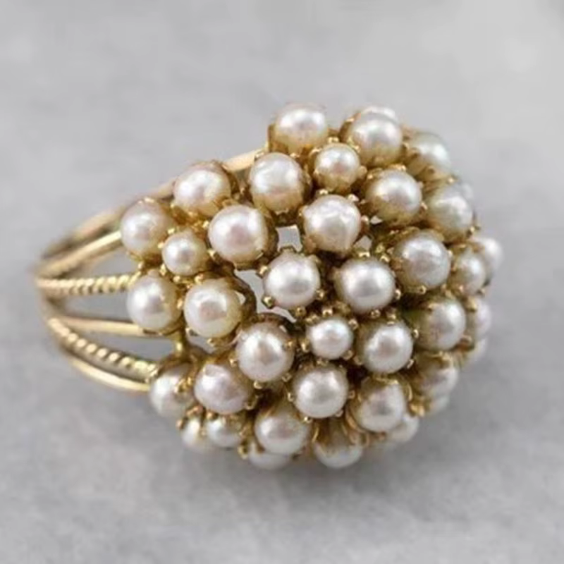 Huitan – bague spéciale pour femmes, imitation perle blanche/violette, couleur or, accessoires de fê