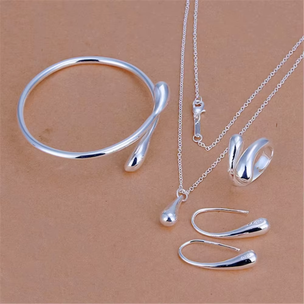 Breloques en argent Sterling 925, pendentif goutte d'eau, Bracelet, collier, boucle d'oreille, bague
