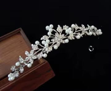 Mariée Perle Couronne Bandeau Diamant Accessoires De Cheveux Alliage Strass Princesse Bandeau De Mar