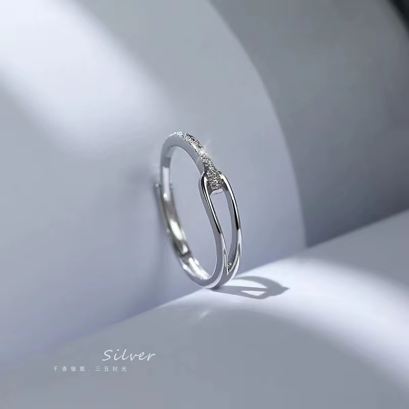 Buyee – bague ouverte réglable en argent Sterling 925, avec Zircon, bijoux fins doux et délicats pou