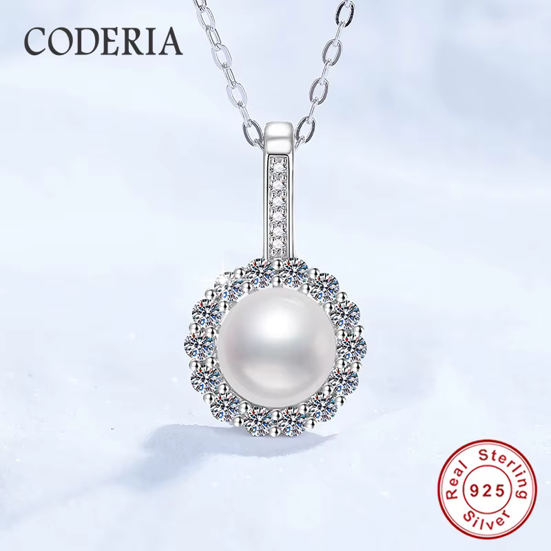 Collier en argent Sterling 100% 925 pour femmes, pendentif en forme de tournesol, perle d'eau douce,