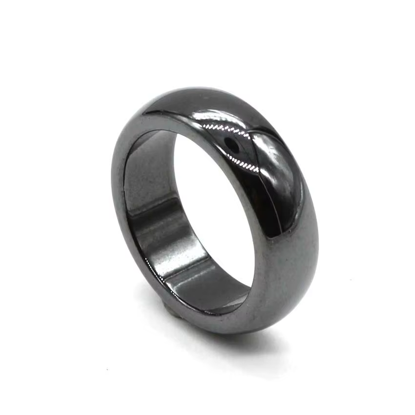 Anneau de guérison en pierre magnétique en hématite noire naturelle, bande TAN5 à 12, bijoux pour ho