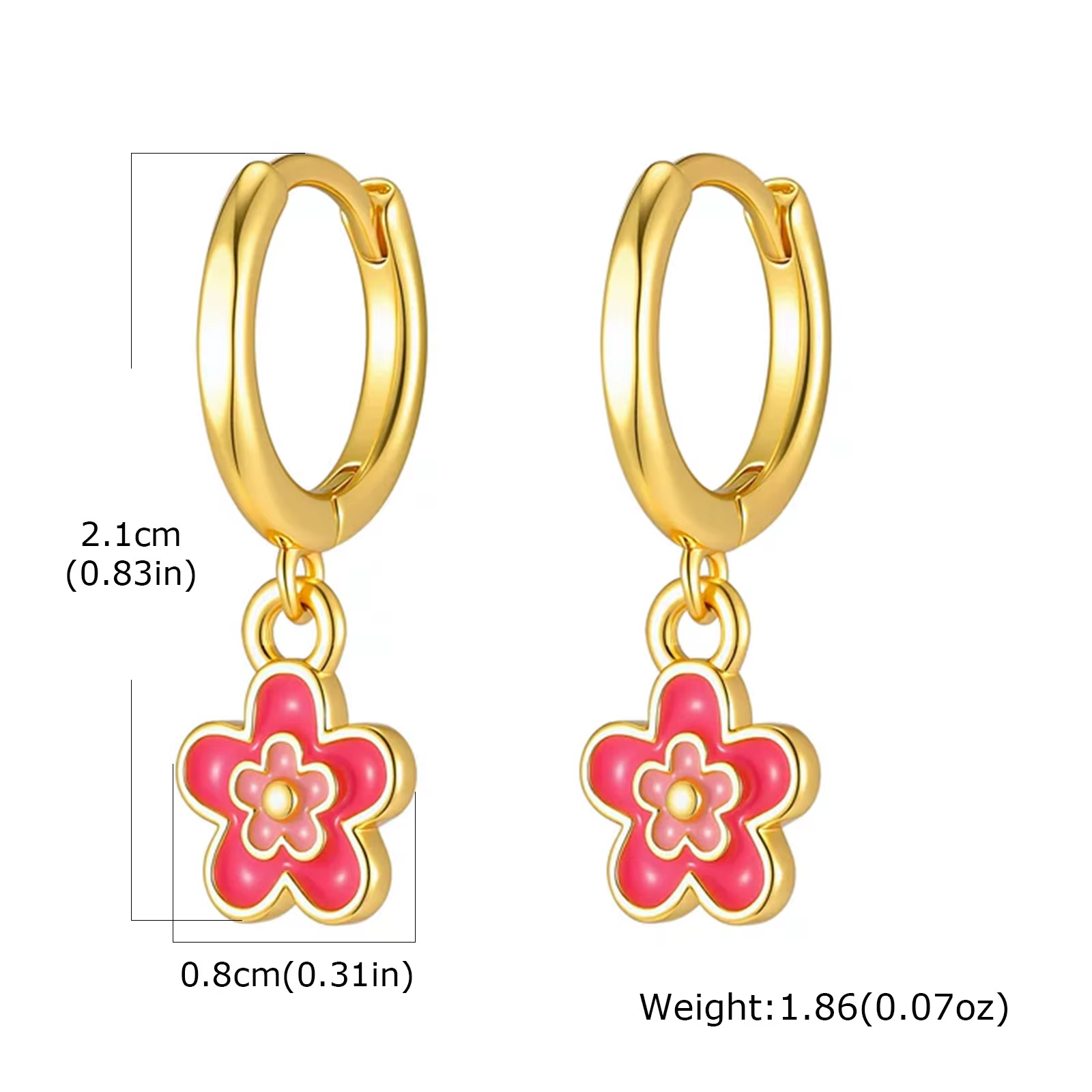 Boucles d'oreilles pendantes en émail coloré avec de petites fleurs pour femmes, boucles d'oreilles 