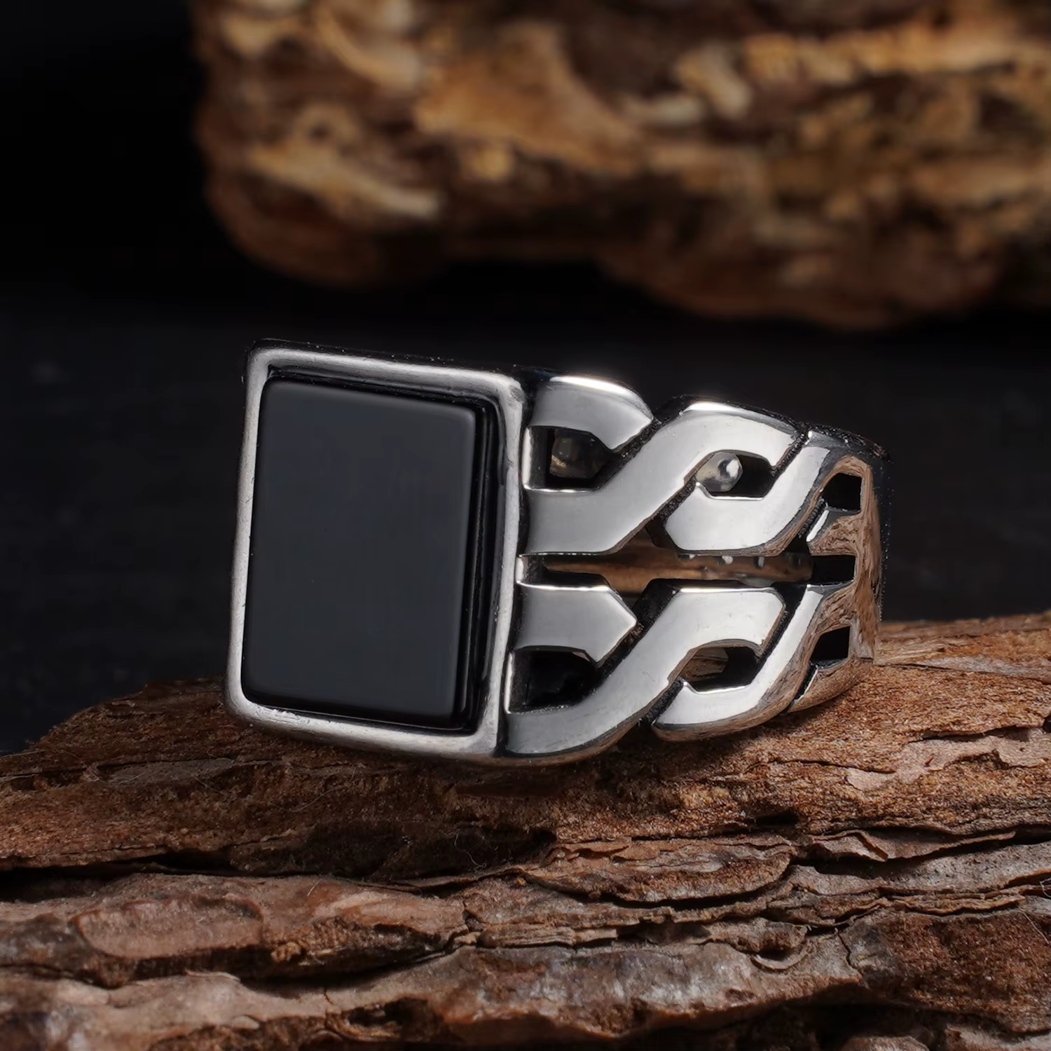 Bague Vintage en acier inoxydable 316L pour hommes, 1 pièce, avec pierre d'oeil de tigre naturelle, 