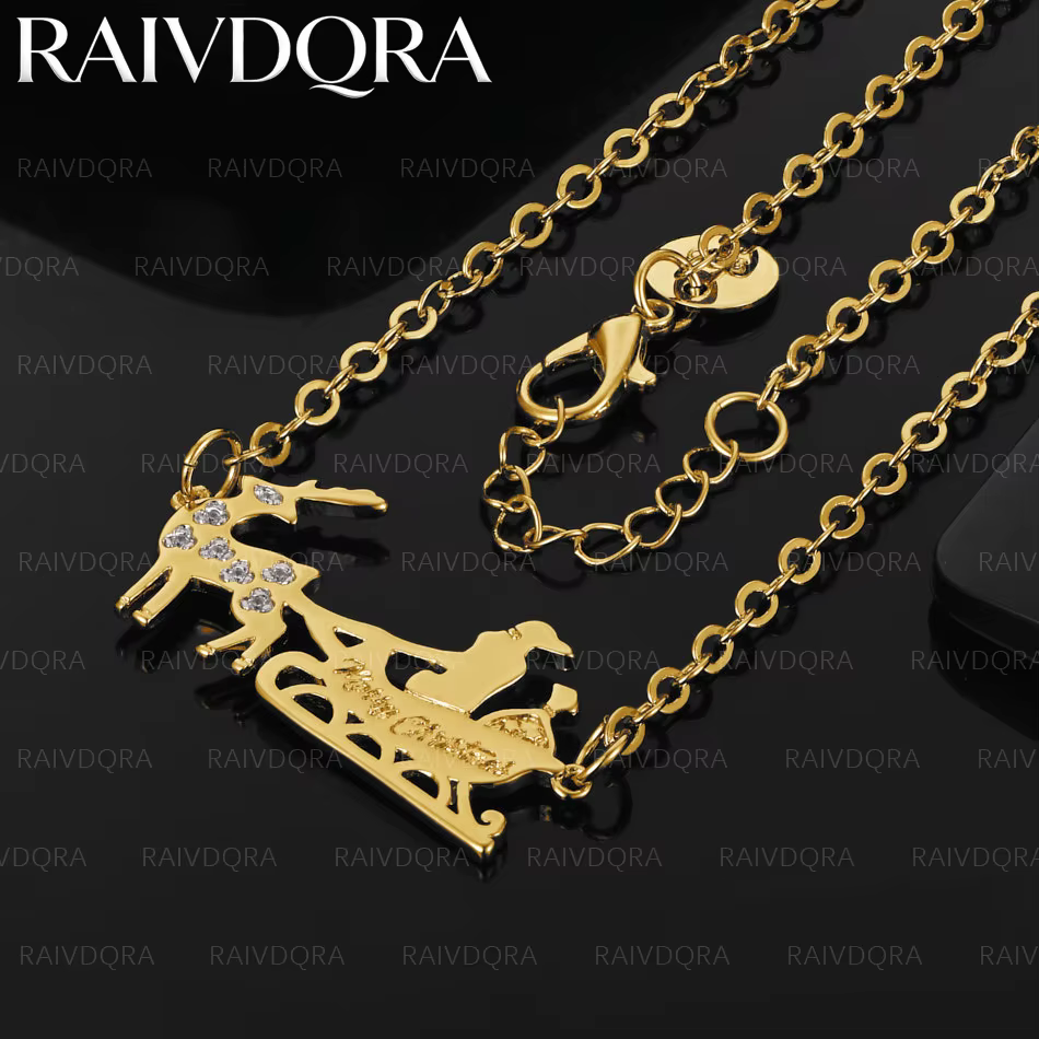 Collier avec pendentif en forme de traîneau d'élanchet plaqué or 18 carats pour femmes et hommes, bi