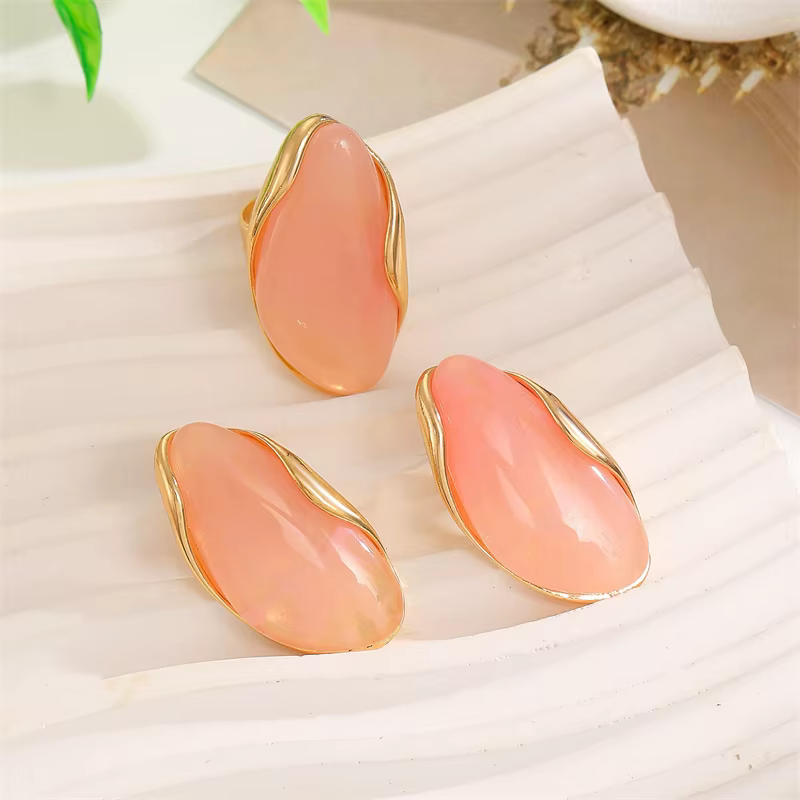 Ensemble de boucles d'oreilles en alliage de résine pour femmes, Style Maillard irrégulier, à la mod