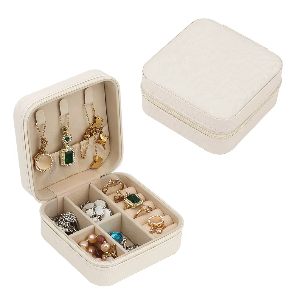 Boîte à bijoux Portable en PVC, Mini boîte de rangement de bijoux, bague compacte de voyage, boîte d