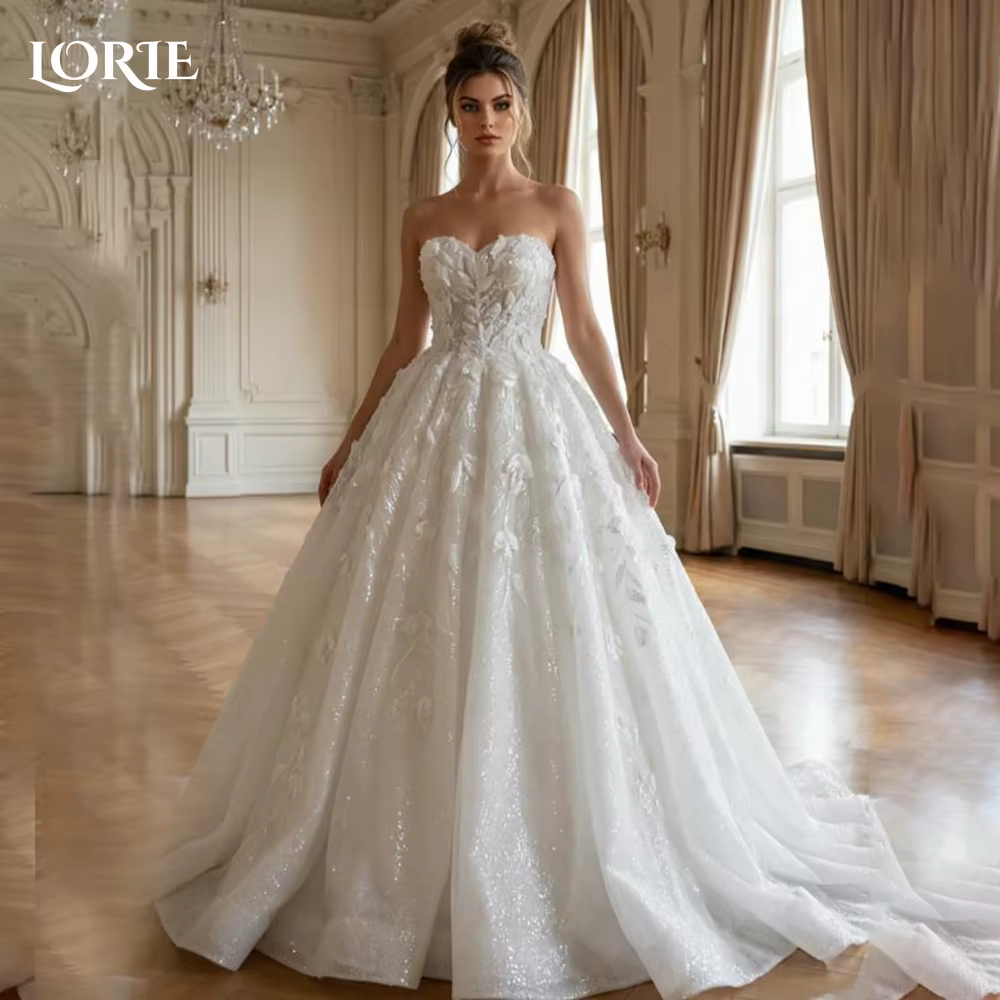 LORIE bohême robes de mariée chérie bretelles 3D fleur Appliques dentelle robes de mariée plage Boho