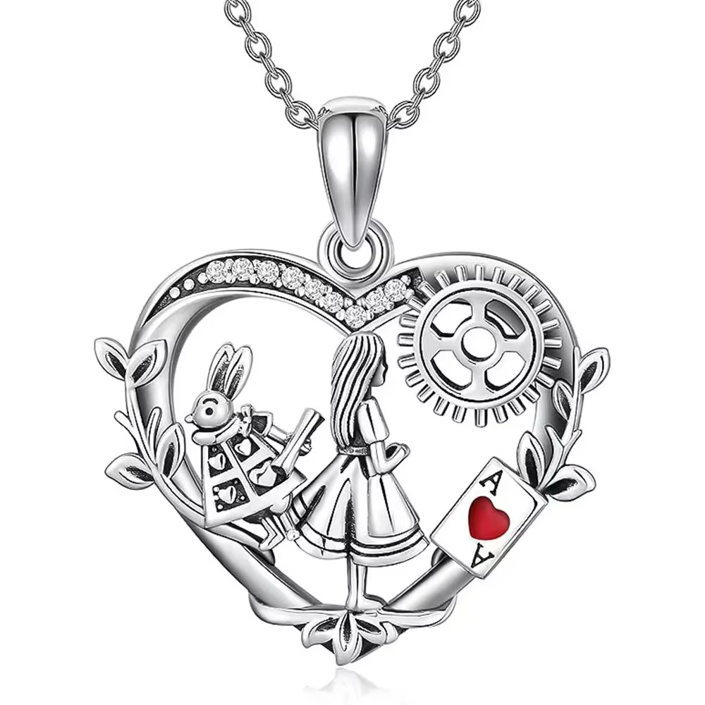 Alice le pays des merveilles film même collier mignon Animal lapin coeur pendentif tour de cou Alice