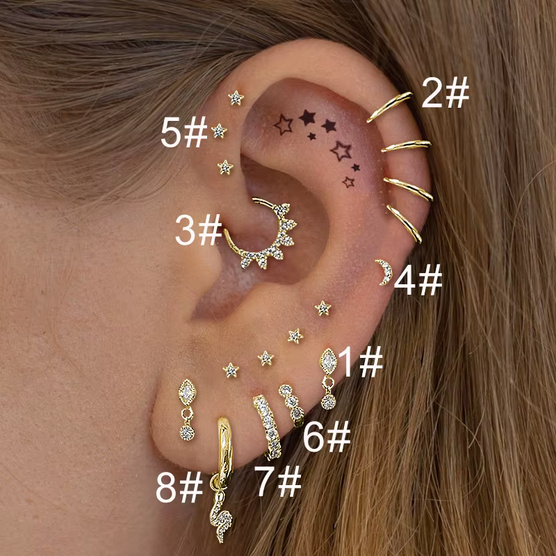 Boucles d'Oreilles Helix Conch Piercing pour Femme, Bijoux Fantaisie, Boucle d'Oreille, Septum Rook,
