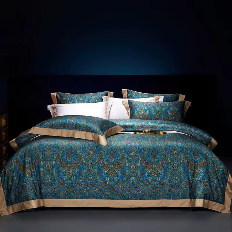 Parure de lit bohème 100% coton égyptien, literie douce, housse de lit, drap de lit, taies d'oreille