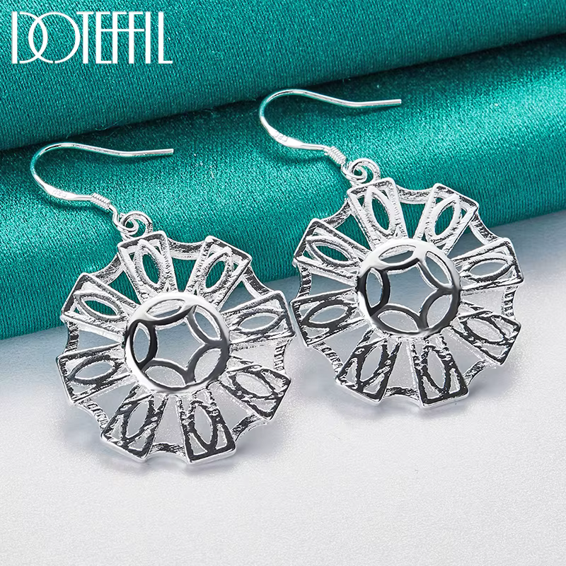 DOTEFFIL-Boucles d'Oreilles Rondes en Argent Sterling 925 pour Femme, Bijoux à la Mode pour ixde Fia