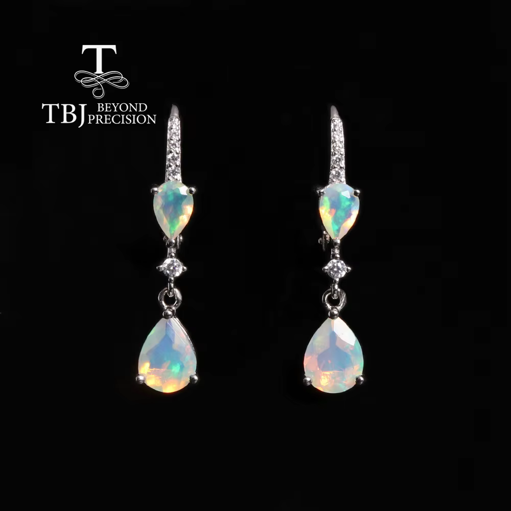 Boucles d'oreilles en argent regardé 925 avec pierre de naissance naturelle pour femmes et filles, b