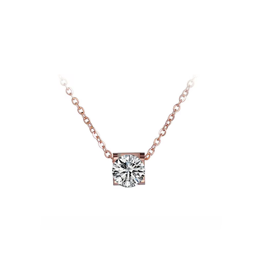 AENINE – collier délicat en acier inoxydable pour femmes, pendentif en cristal Simple français, chaî