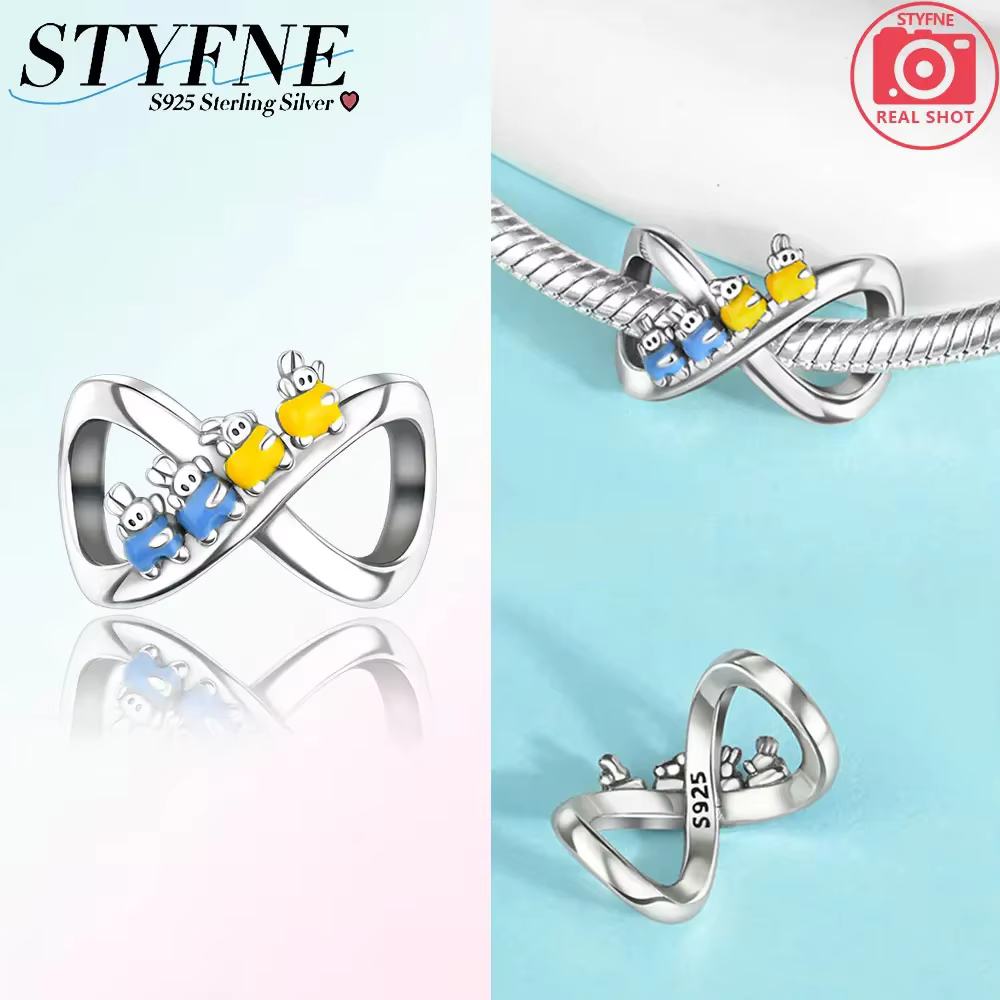 Breloque perlée en argent Sterling 925, amour infini pour toujours de la famille, adaptée au Bracele