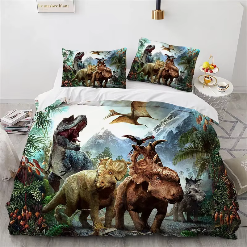 Jurassic World Park – parure de lit dinosaure pour garçons et filles, housse de couette double, Quee