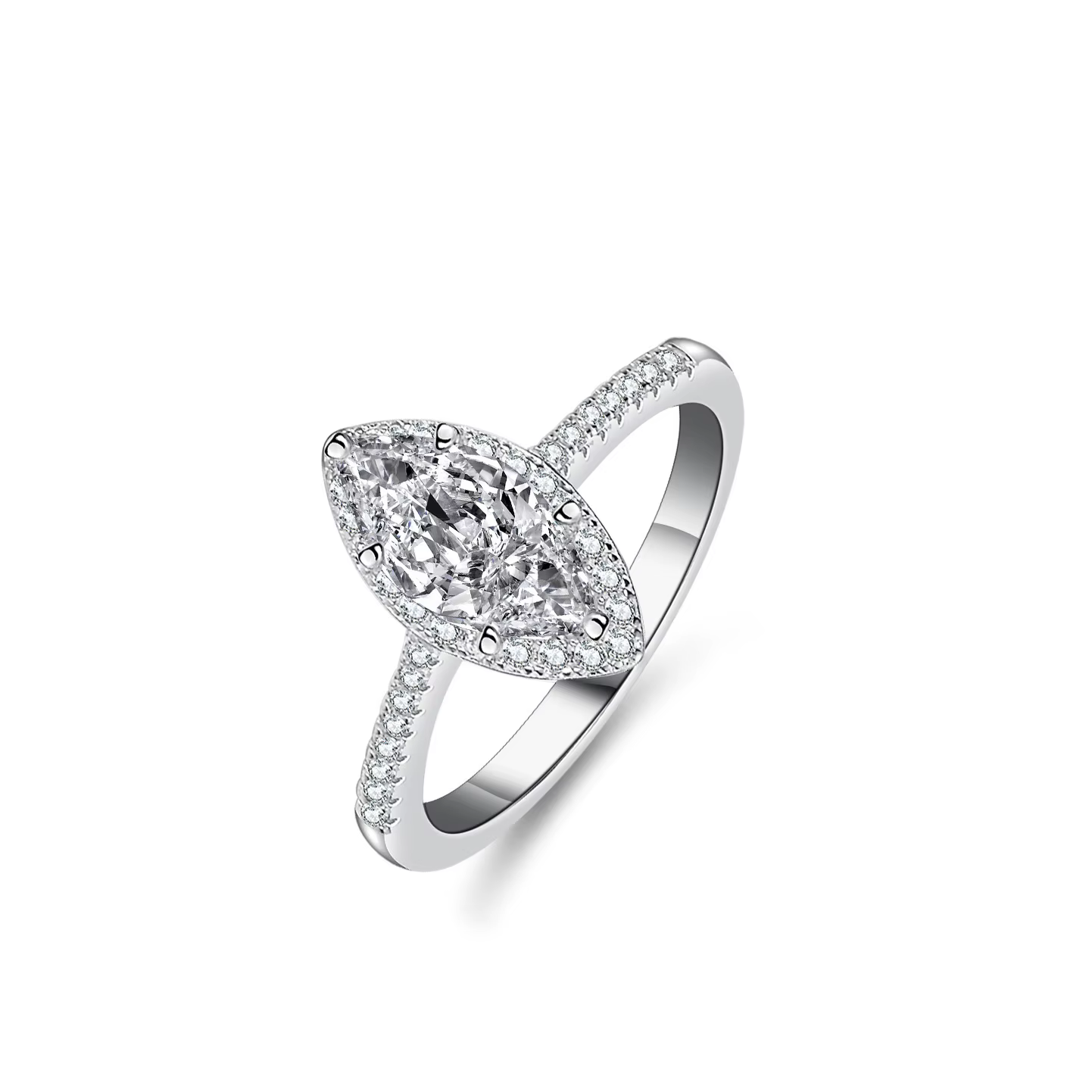 Bague en argent BR S925, bague en moissanite taille marquise 1 carat pour femme, style européen et a
