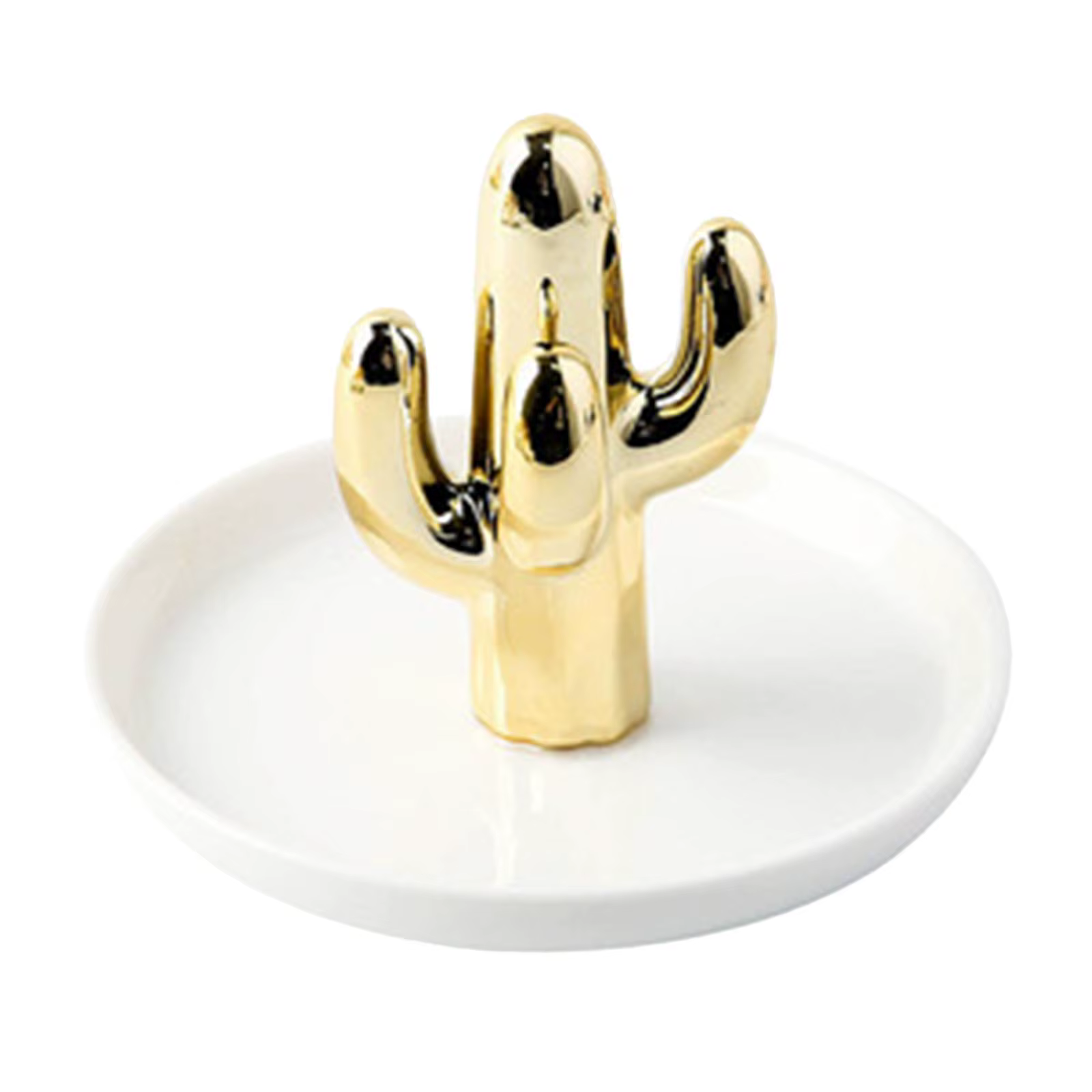 Plateau de support d'anneaux de Cactus en céramique, présentoir de bijoux, support de rangement pour