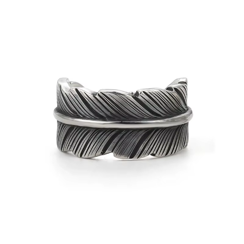 Bague rétro en plumes d'ange gardien pour hommes et femmes, Punk gothique, anneau ouvert réglable, u
