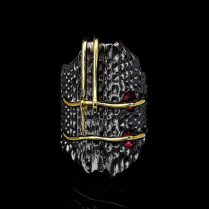 Bague moderne en argent 925 pour femmes, Style ethnique, grenade, rubis, bijoux créatifs, or noir, b