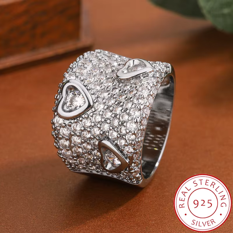 Bague de luxe en forme de cœur pour femmes, plaqué zircon cubique, bijoux d'amour, cadeau élégant po