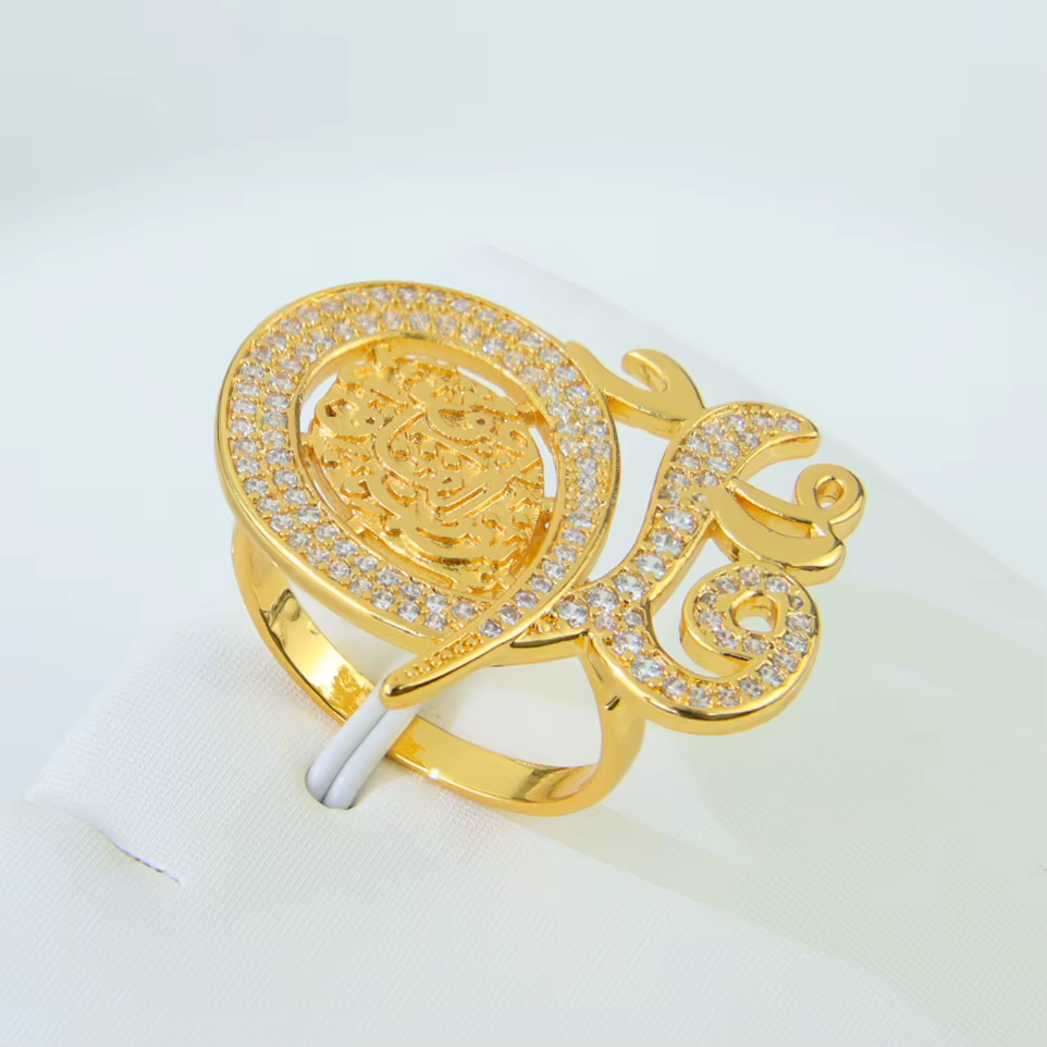 Bague de mariage de luxe en or de dubaï, couleur or 21 carats, Zircon, mode islamique, bagues de Coc