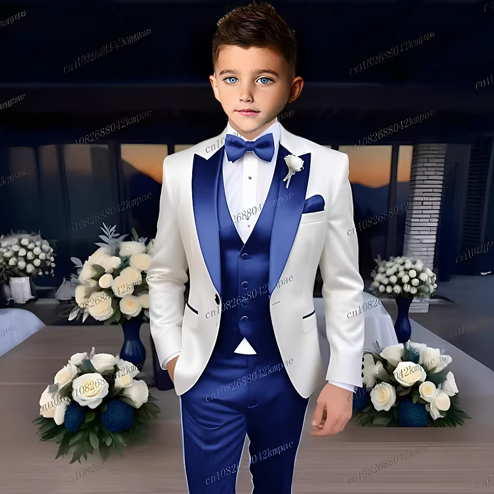 Costume blanc pour garçon d'affaires, pour occasions formelles, pour enfants, fête de mariage, bal d