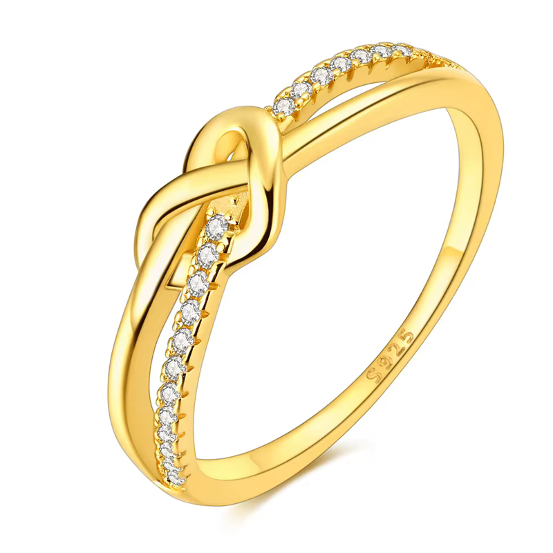 Bague originale en argent Sterling 925, or scintillant, nœud d'amour, bijoux pour femmes et filles, 