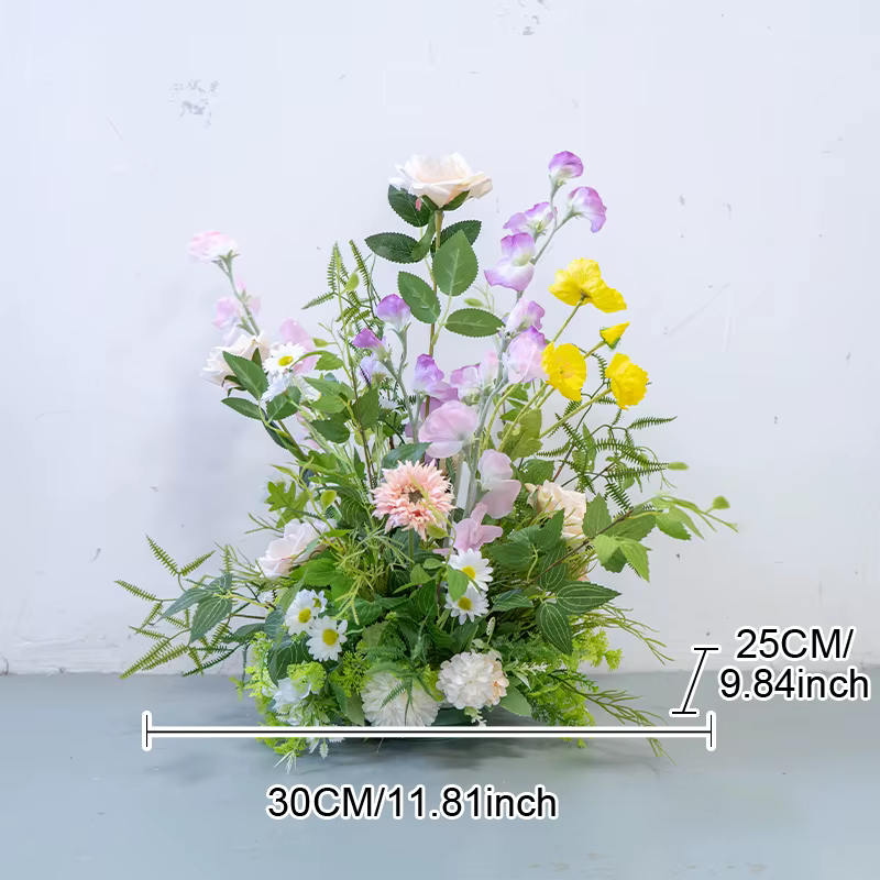 Décor d'arrière-plan de mariage en plein air Mori, plantes vertes colorées, feuilles, Arrangement de