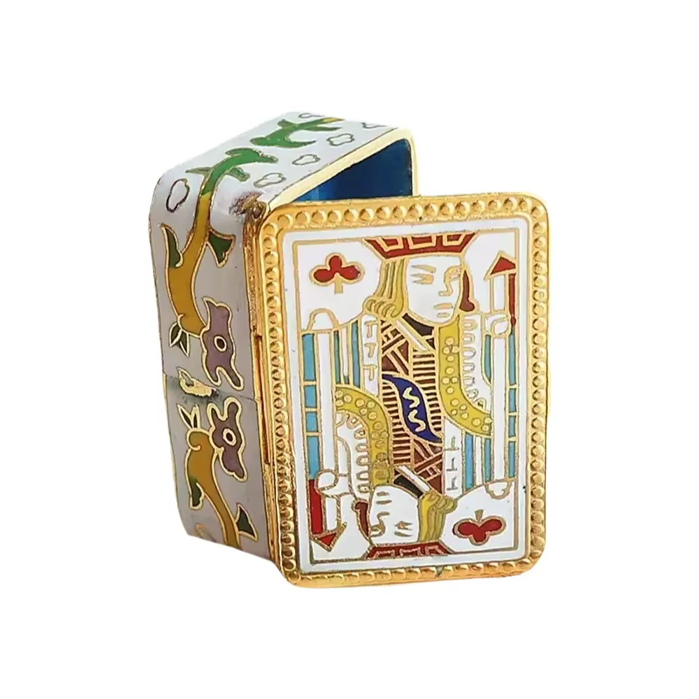 Mini boîte à bijoux cloisonnée en cuivre émaillé, étui de rangement pour bagues et boucles d'oreille
