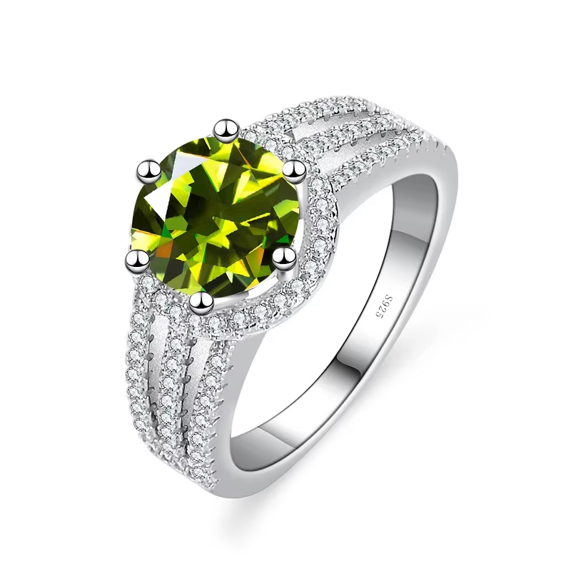 Bague de luxe ronde en Moissanite pour femmes, 2CT, 8mm, couleur VVS D, en argent Sterling S925, pou