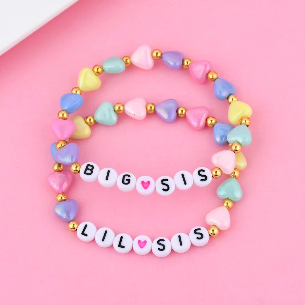 Lovecryst 2 pièces/ensemble "petite soeur et grande soeur" Bracelet en résine perlée en forme de coe
