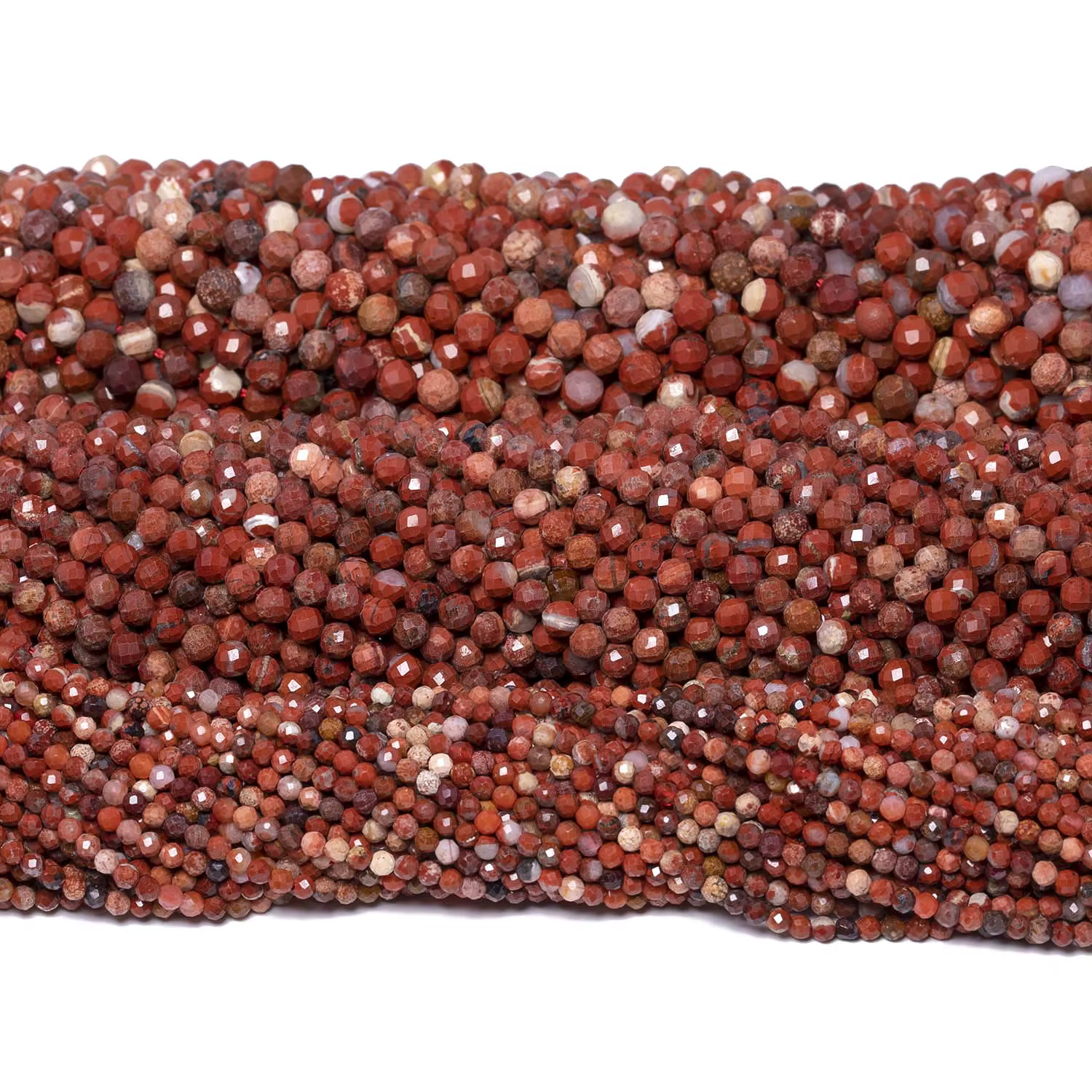Perles minérales en jaspe rouge à facettes naturelles, 2, 3 ou 4mm, pour la fabrication de bijoux, f