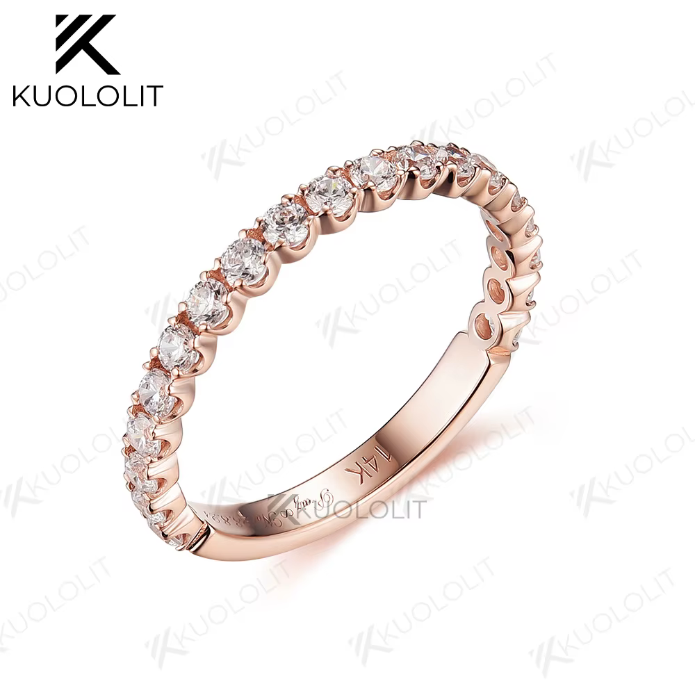 Kuololit Platinum 900 Lab Grown Dimaonds Bague pour femme 0,65 CTW PT900 Or 3/4 Eternity Band pour f