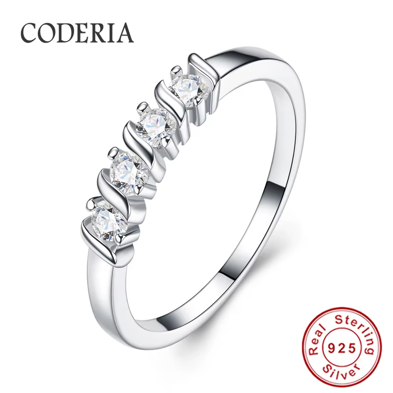 Bagues en argent S925 plaqué or blanc 18 carats pour femmes, alliance de mariage, bague en moissanit