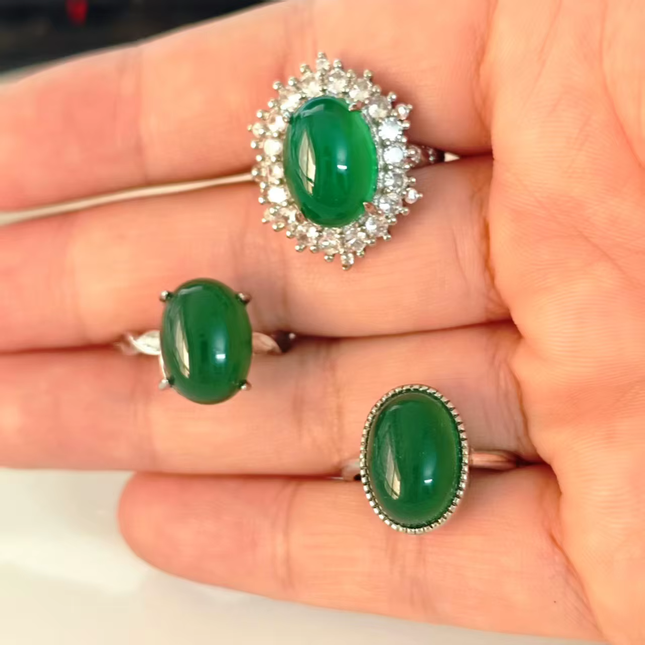 Bague en calcédoine naturelle, bijoux féminins réglables, cadeau pour femmes, vente en gros, haute q