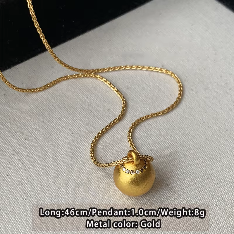 Collier avec Pendentif en Forme de Boule de Sable et Or pour Femme, Accessoire de Bijouterie à la Mo