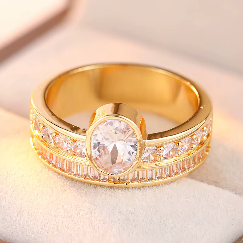 Magnifique bague de fiançailles à trois rangs de zircone synthétique pour femmes, bijoux de luxe pou