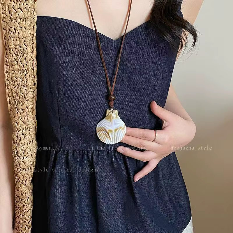 Collier pour femme style vacances à la mer, accessoires vestimentaires, coquillage, étoile de mer, b