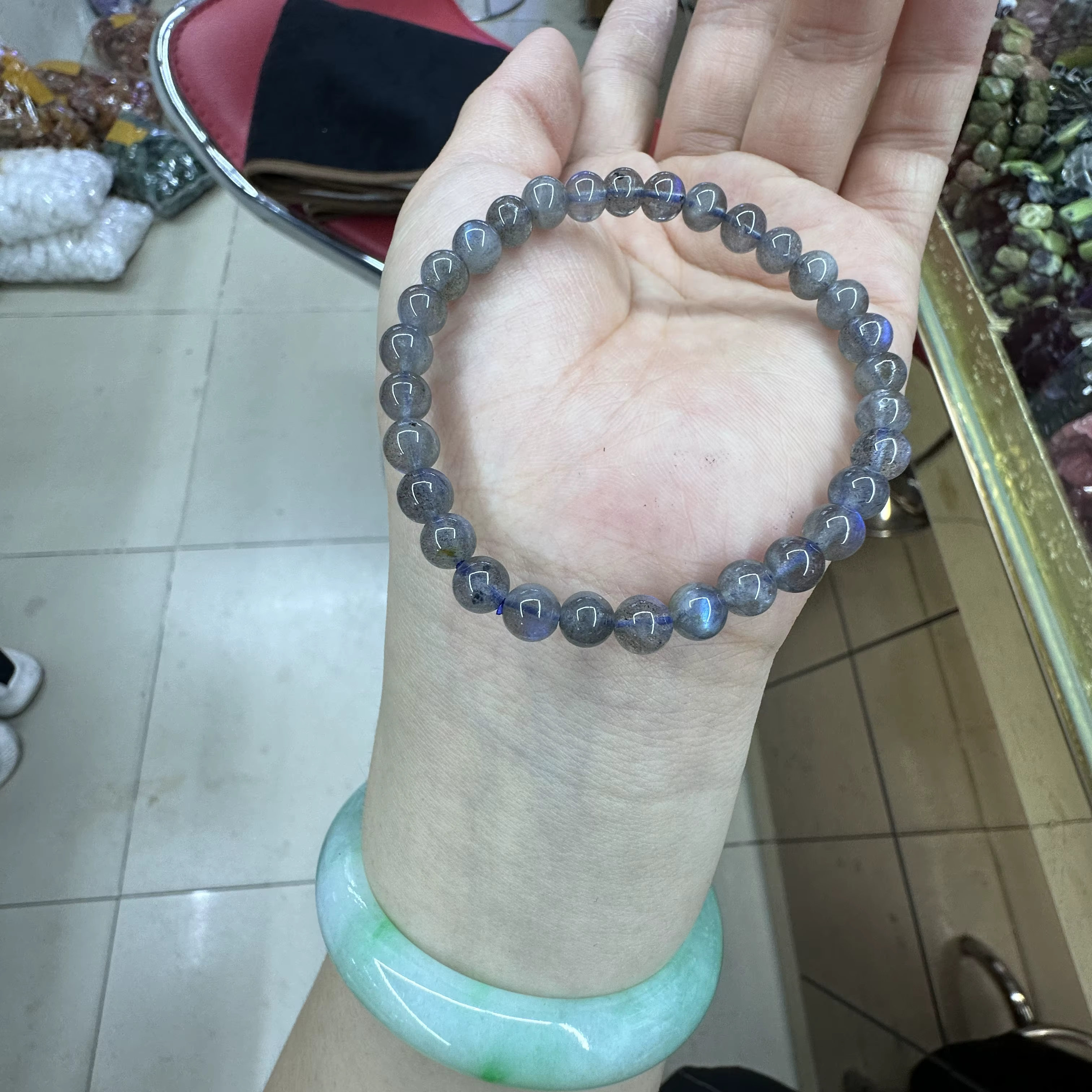 Pierres Précieuses Naturelles Polies à Lumière Bleue, Labrumen, Perles Rondes pour Bijoux, Accessoir