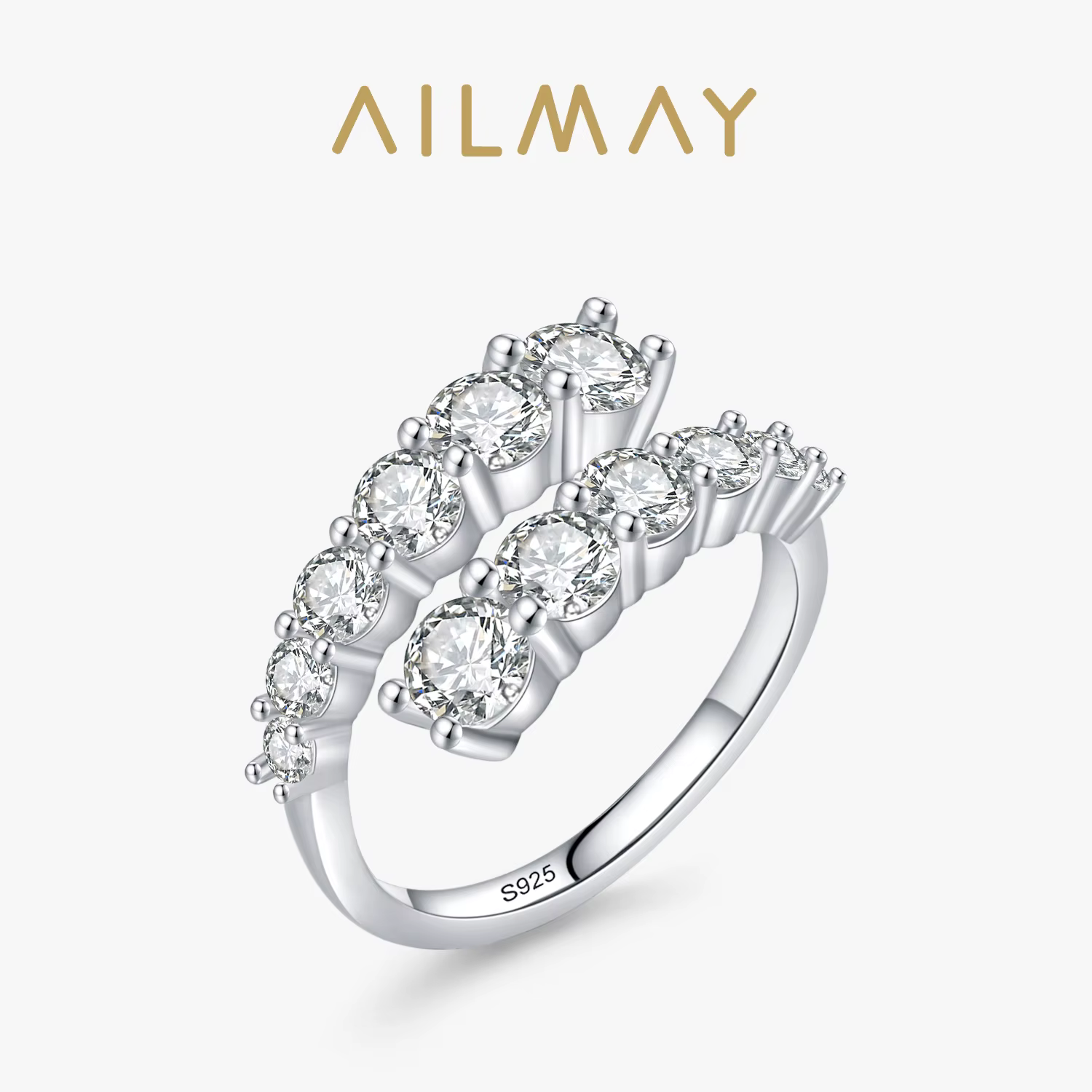 Ailmay – bague de luxe en argent Sterling 925, taille ouverte, en Zircon, réglable, empilable, pour 
