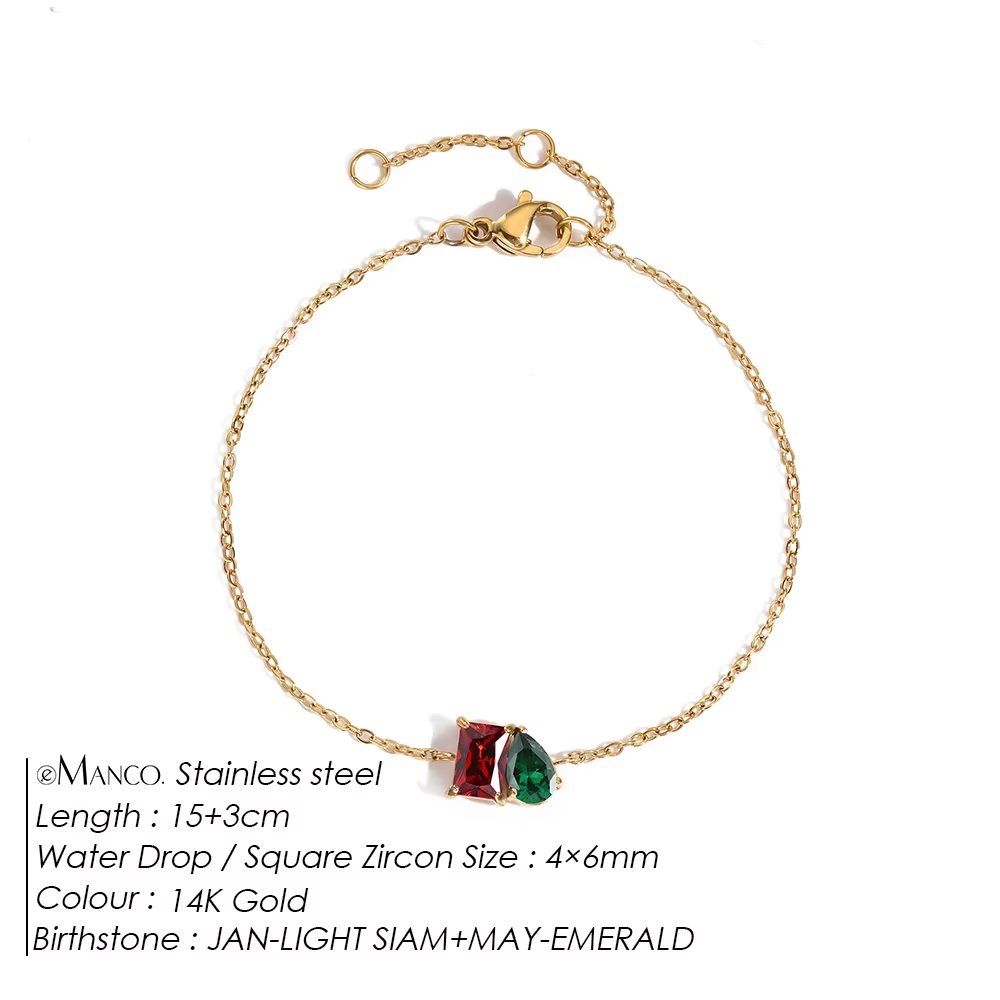 Bracelet à breloques en zircone colorée simple et élégant EManco pour femmes, bracelet en acier inox