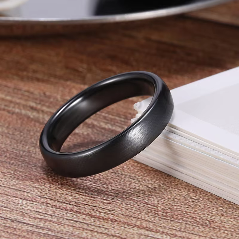 Kolmnsta céramique brossé noir anneau pour hommes femmes 4mm 6mm 8mm de large mâle bague de mariage 