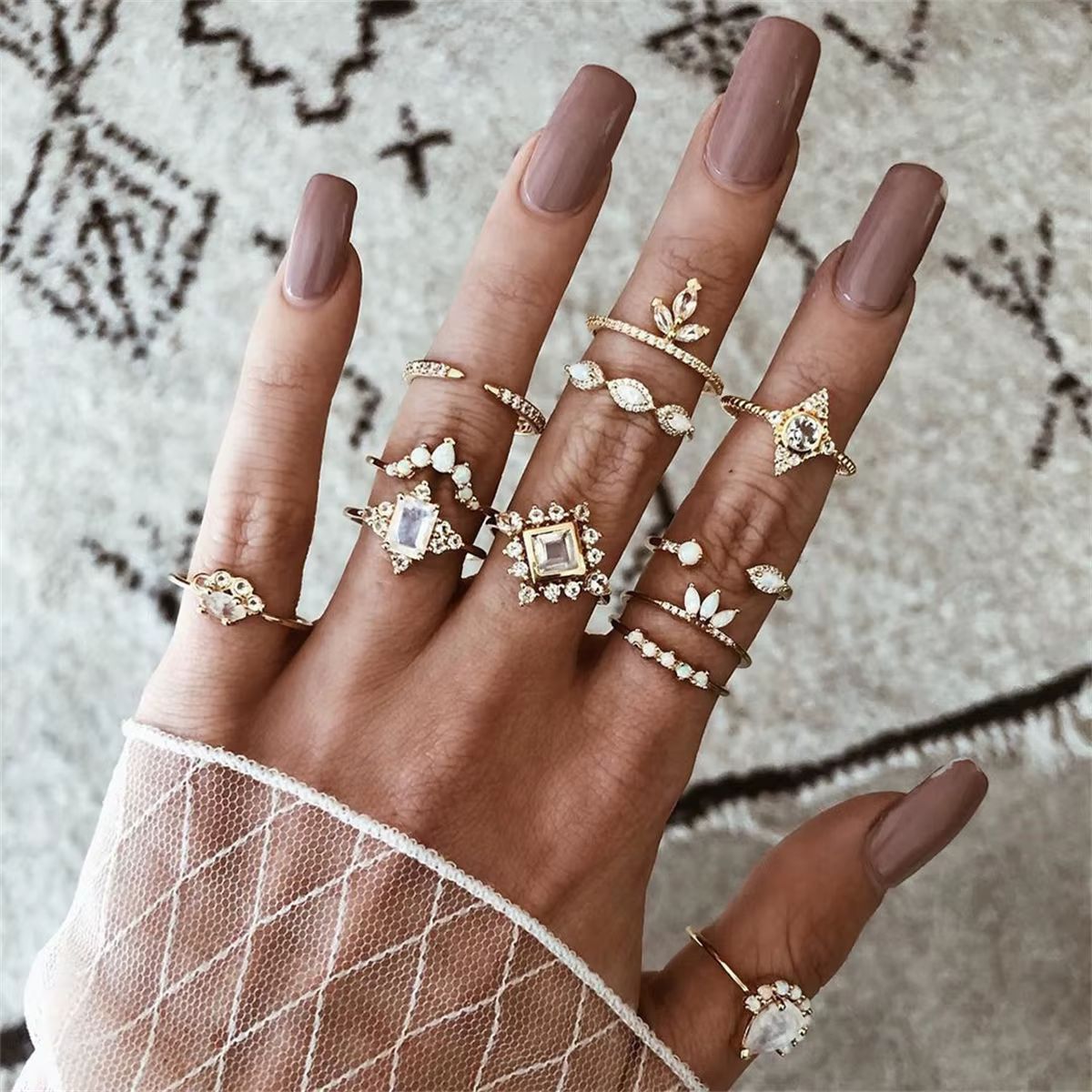Ensemble de bagues empilables de mode française pour femmes, polyvalent pour le quotidien, bague de 
