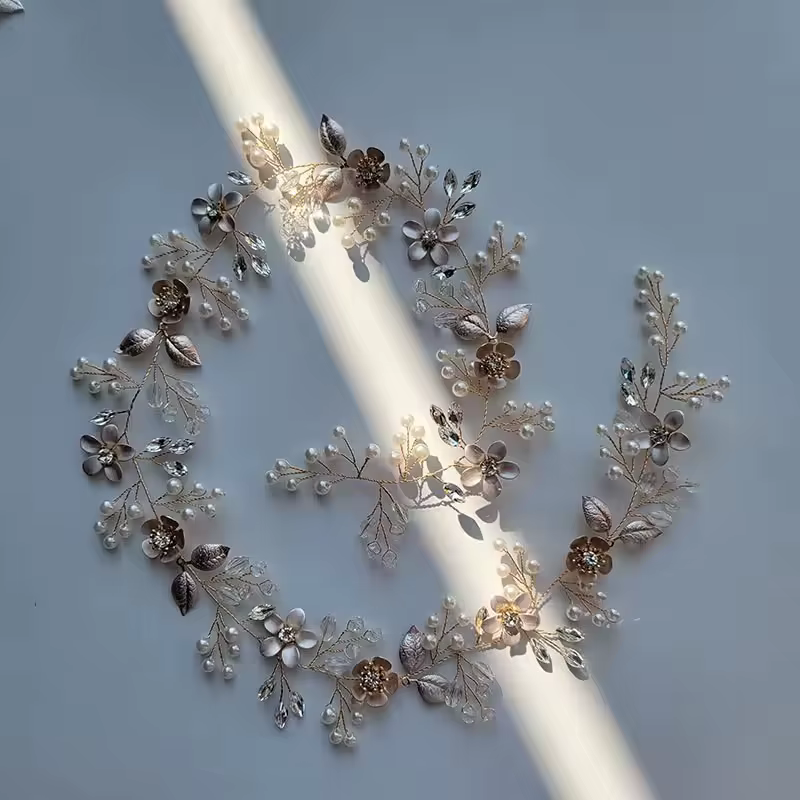 SLBRIDAL-Bijoux de cheveux en alliage fait à la main pour femmes, fleur, cuir chevelu, biscuits, per